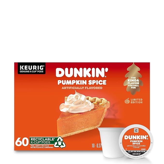 Dunkin' Pumpkin Spice Flavored Coffee, 60 Keurig K-Cup Pods | Amazon (US)