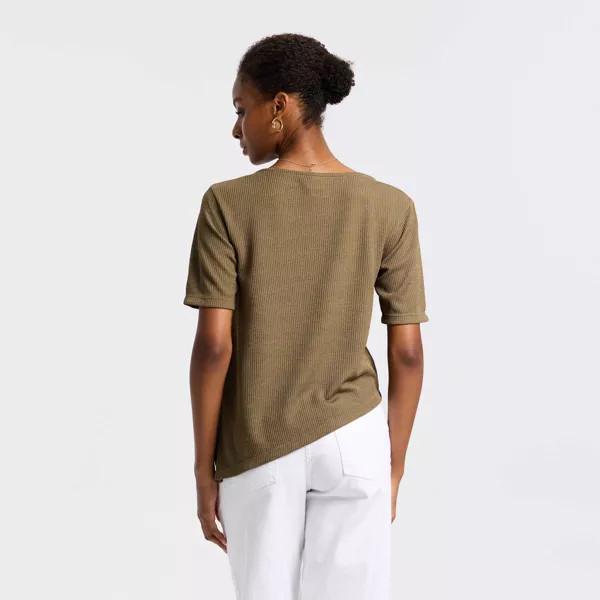 Women's Short Sleeve Asymmetrical Knit Top - A New Day™ Blue S | Target