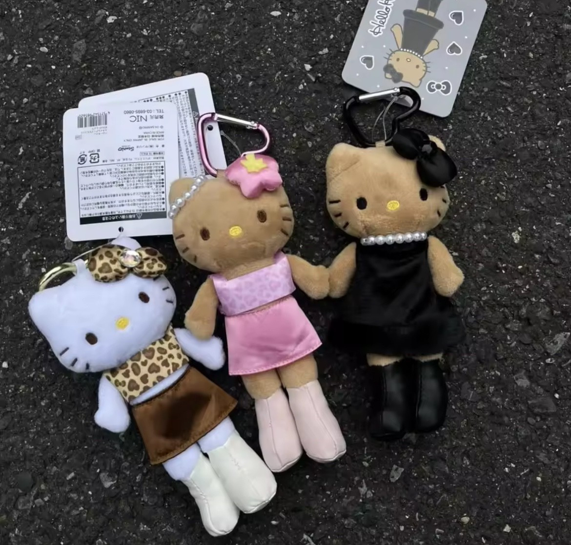 Sanrio Hello Kitty Long Legs Kawaii Dolls Black Pink Leopard Bag Charm Keychain | eBay US