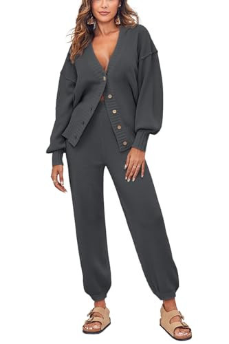 Women's Two Piece Trendy Outfits Cozy Knit Loungewear Sweater Sets Oversized Slouchy Matching Lounge Sweatsuit | Amazon (US)