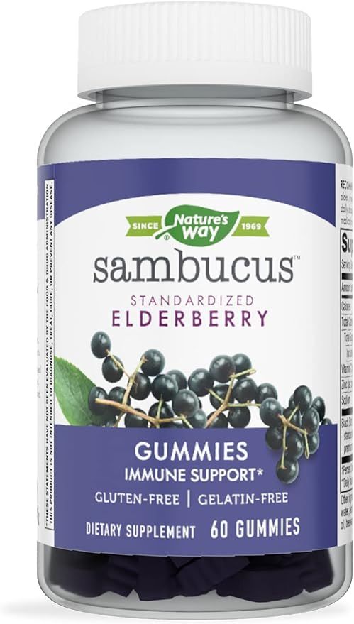 Nature’s Way Sambucus Elderberry Gummies, Immune Support Gummies*, Black Elderberry with V... | Amazon (US)