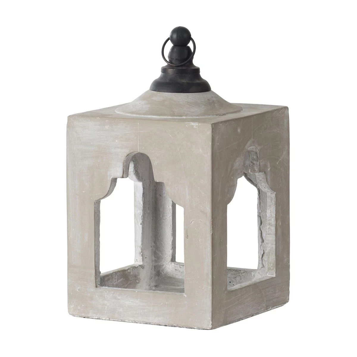 13" Gray and Black Contemporary Outdoor Garden Square Lantern | Kohl's