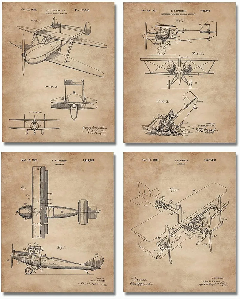 Aviation Decor Gifts - Airplane Wall Art - Rustic Airplane Decor - Biplane Airplane Man Cave Deco... | Amazon (US)
