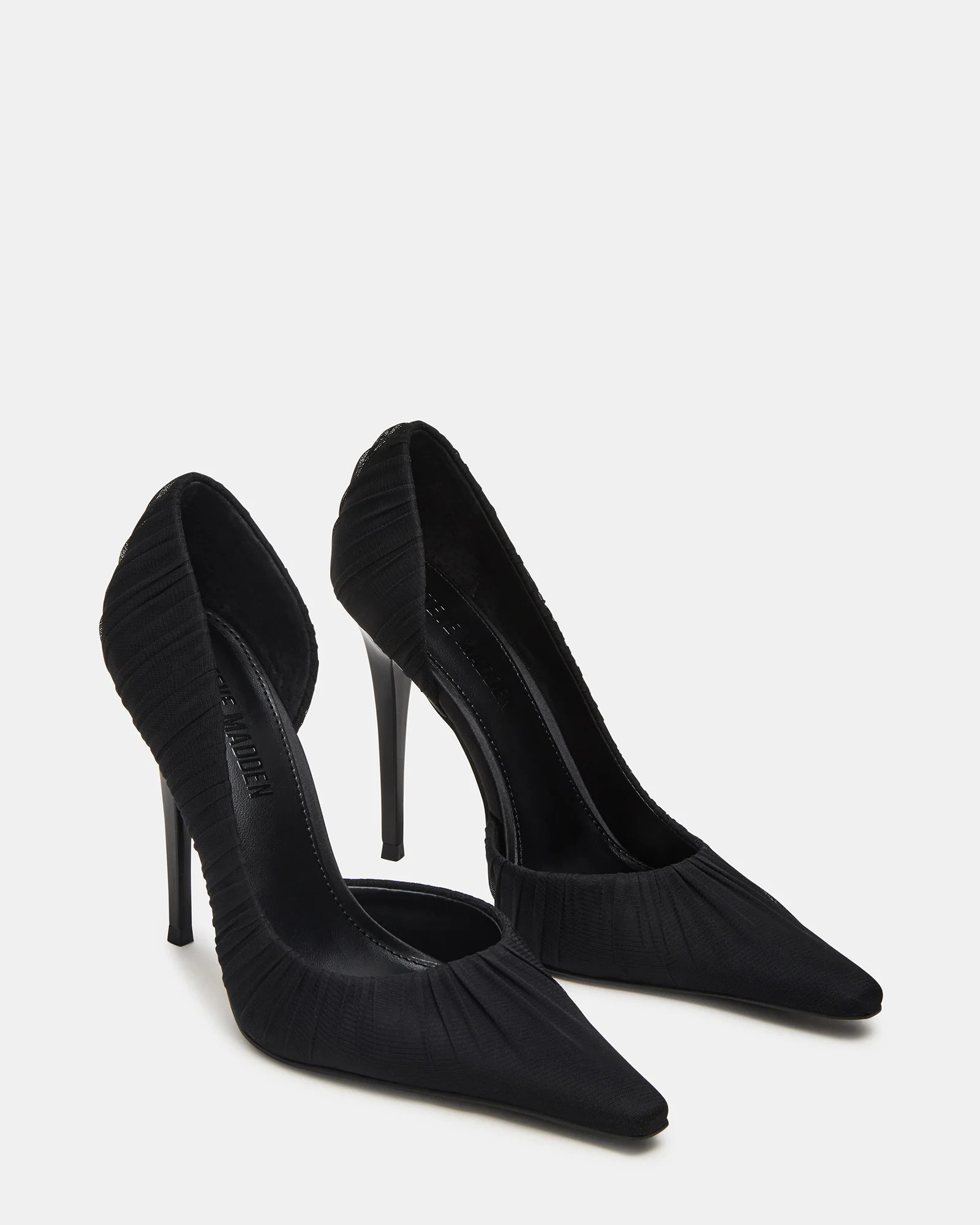 ELEGANT Black Ruched Pointed-Toe Stiletto Pump Women's Heel | Steve Madden (US)