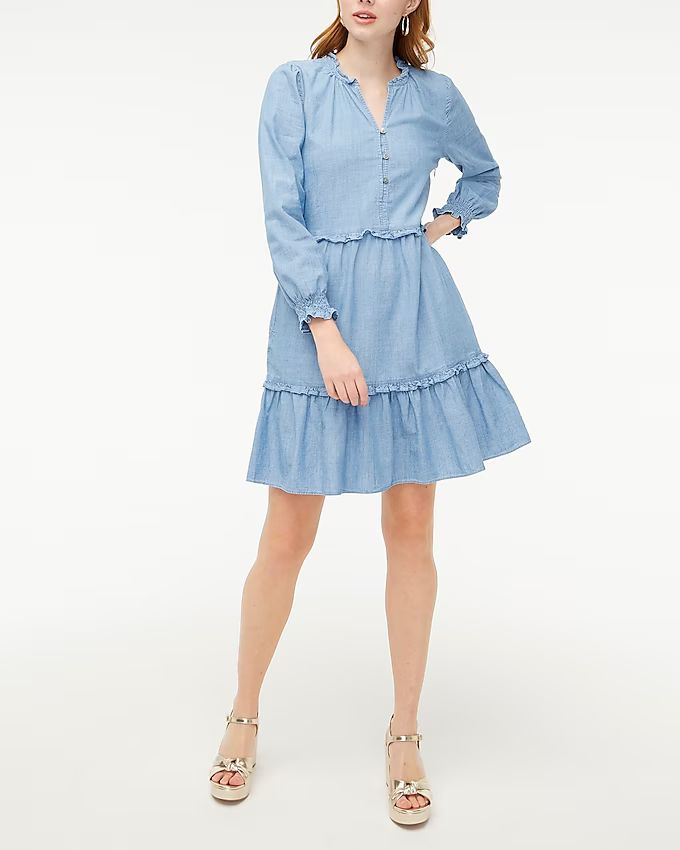 Chambray ruffle mini dress | J.Crew Factory