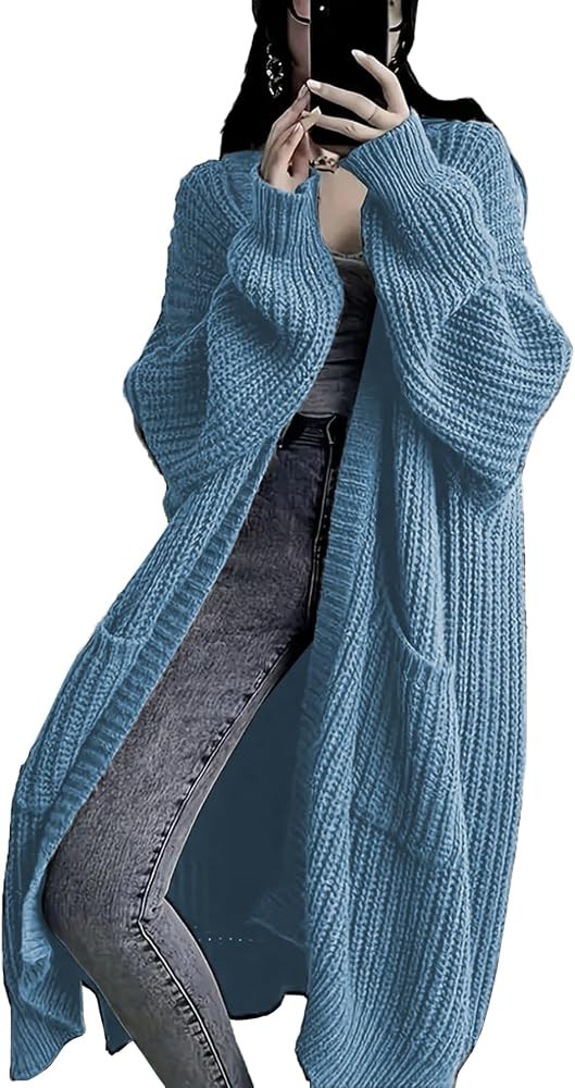 Womens Long Cardigan Sweaters Open Front Oversized Duster with Pocket for Women 2025 Fall Winter ... | Amazon (US)