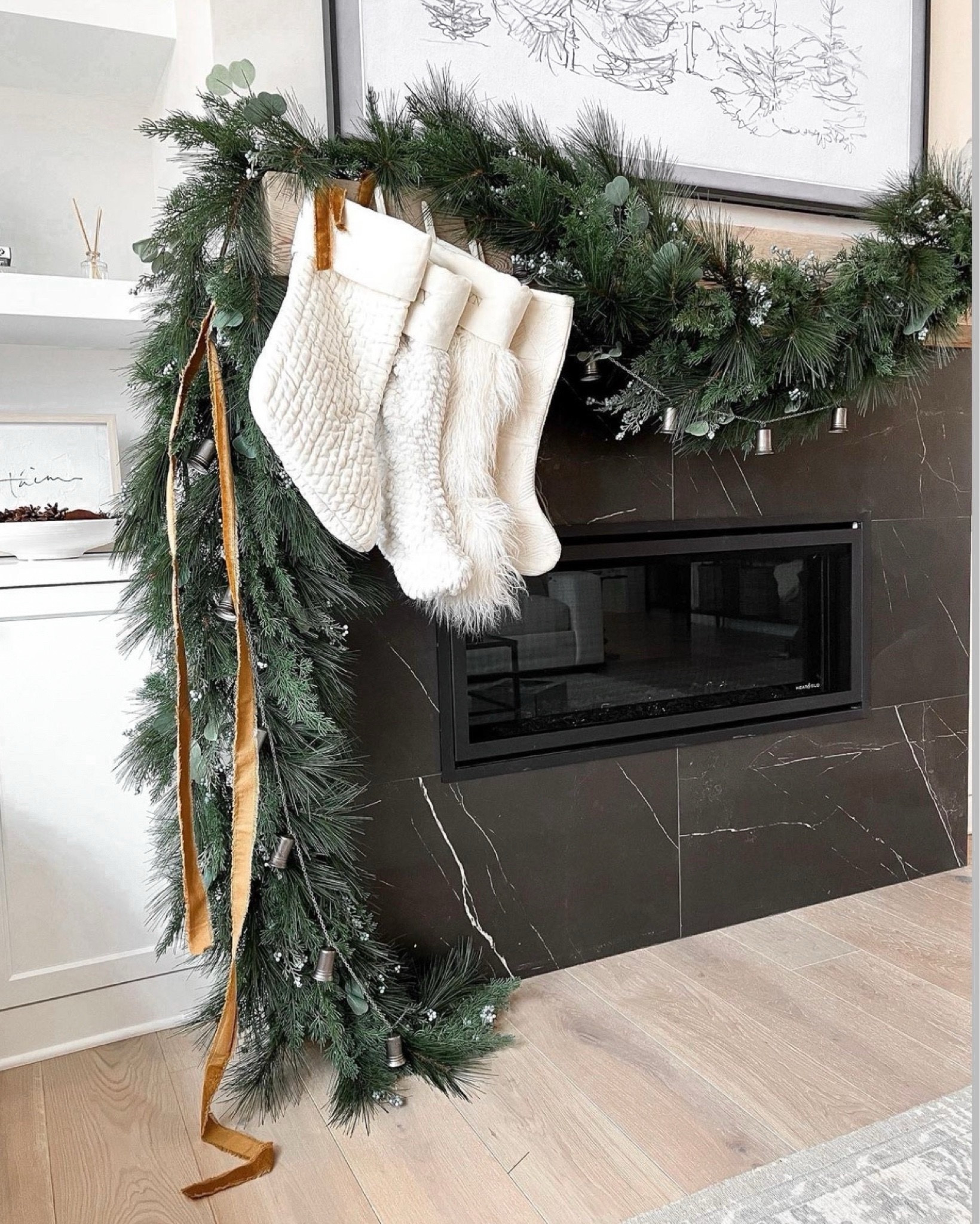 Holiday garland, holiday home decor, fireplace mantle, fireplace garland, Christmas decor, studio McGee garland, target home, target holiday decor, junior garland 



#LTKHome #LTKSeasonal