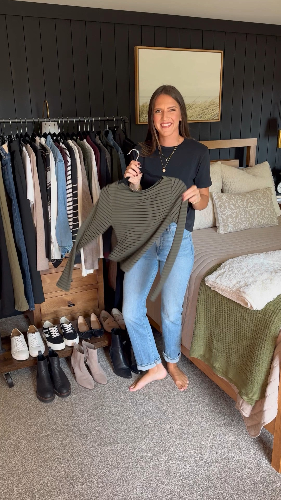 Fall Capsule - Green Stripe Shirt 5 Ways 

Stripe shirt - small tall
Dark wash jeans - size 26
Black cardigan - small
Black dress pants - size 2 regular 
Black jeans - size 26 
Linking similar denim jacket 
Ivory cardigan - medium 
Vest - size down, I’m in a xs 
Light wash jeans - size down, I’m in a 25


#LTKStyleTip #LTKFindsUnder100 #LTKFindsUnder50