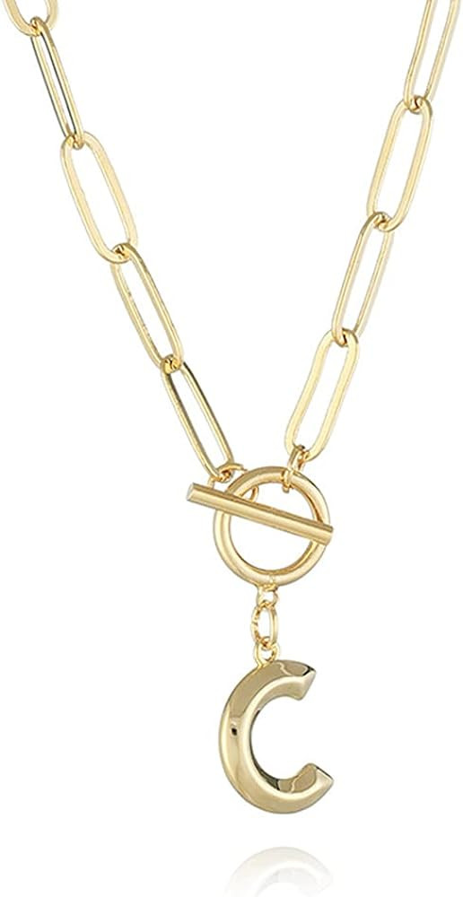 Eben-Ezer Toggle Clasp Capital A-Z Initial Necklace For Women HipHop Gold Alphabet Pendant Neckla... | Amazon (US)