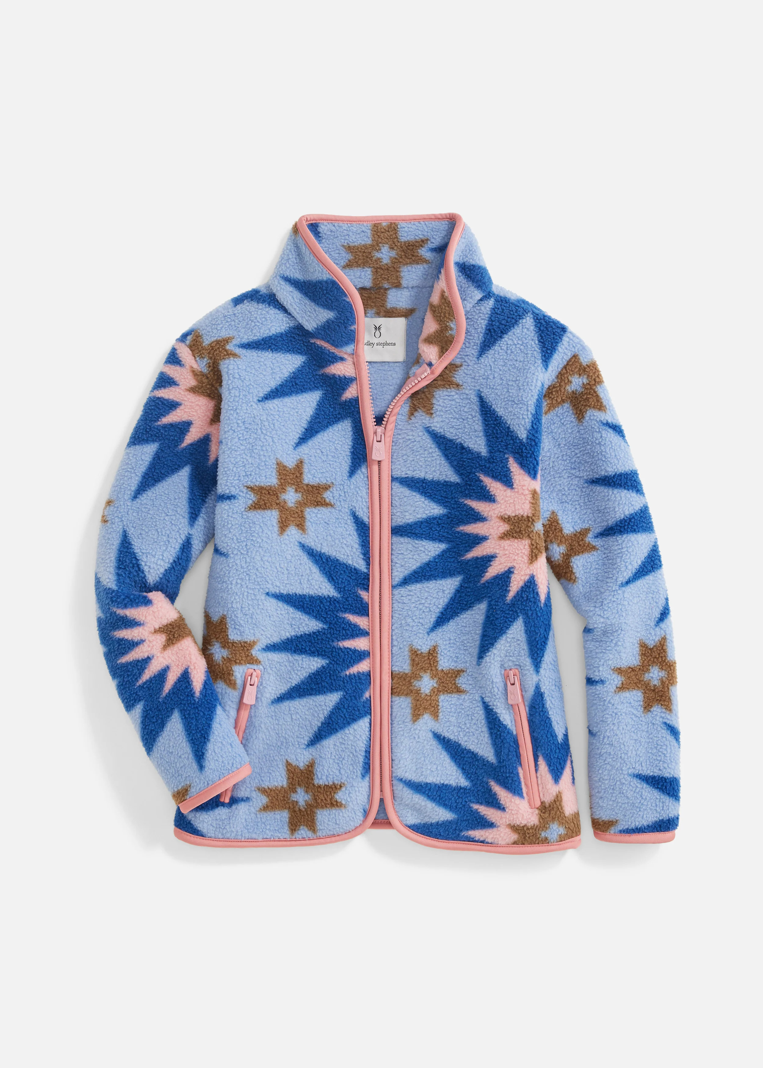 Kids Skylark Zip-Up in Sherpa Fleece (Americana Patchwork) | Dudley Stephens
