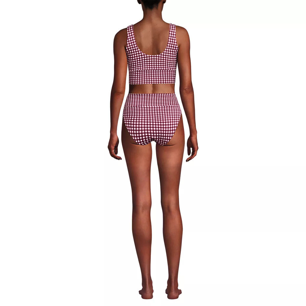 Women's Tugless Midkini Top and High Waisted Bottom Swimsuit Set | Lands' End (US)