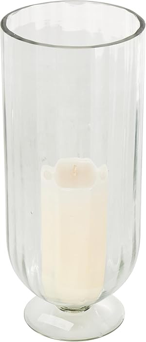 Deco 79 Glass Ribbed Fluted Candle Holder with Elevated Base, 6" x 6" x 14", Clear | Amazon (US)