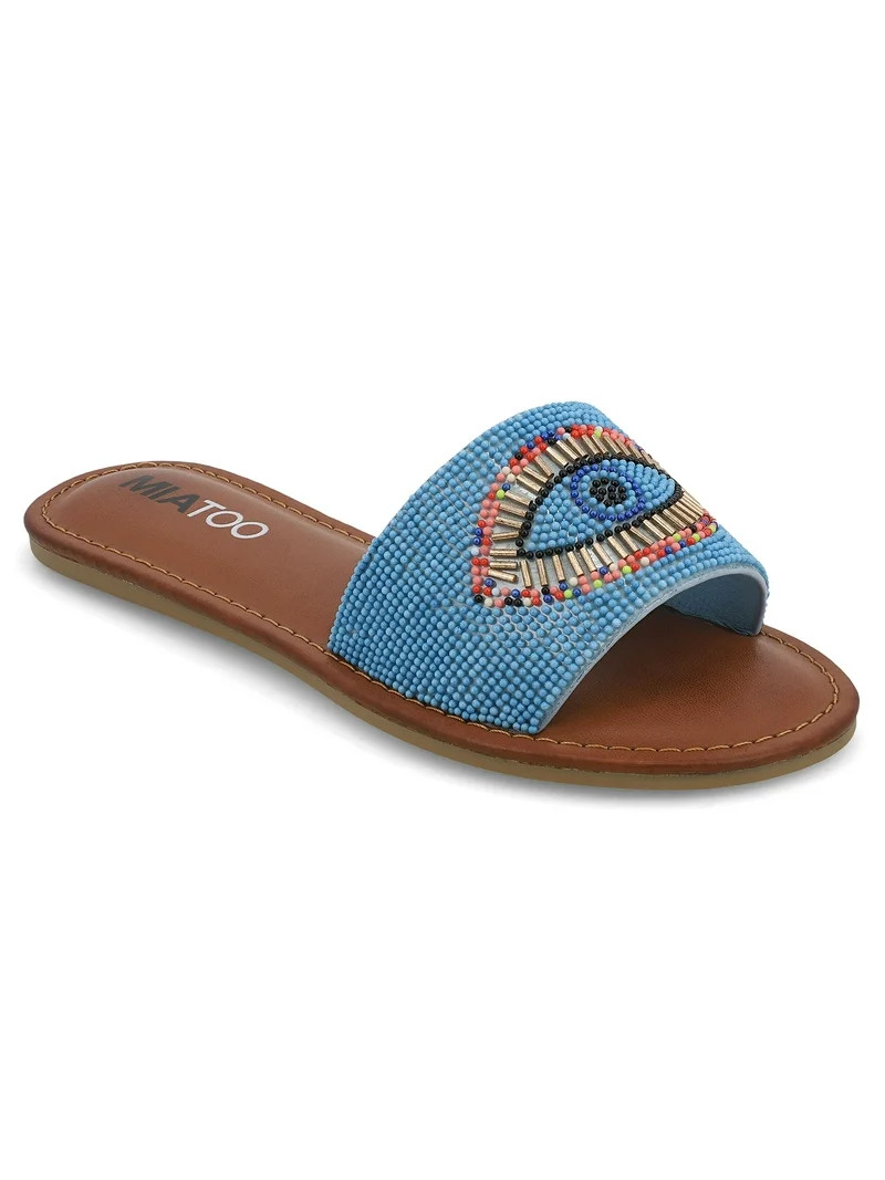 MIA TOO Women's Kara Beaded Eye Slide Sandal | Walmart (US)