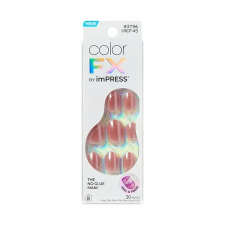 KISS colorFX by imPRESS Press On Nails ‘Boundless’ Brown Short Oval 30 Count | Walmart (US)