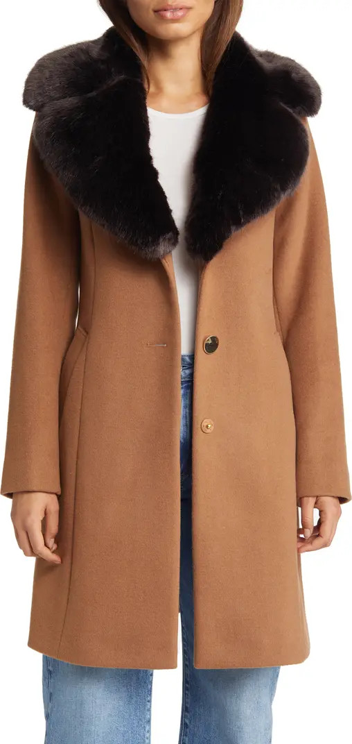 Via Spiga Faux Fur Collar Wool Blend Coat | Nordstrom | Nordstrom