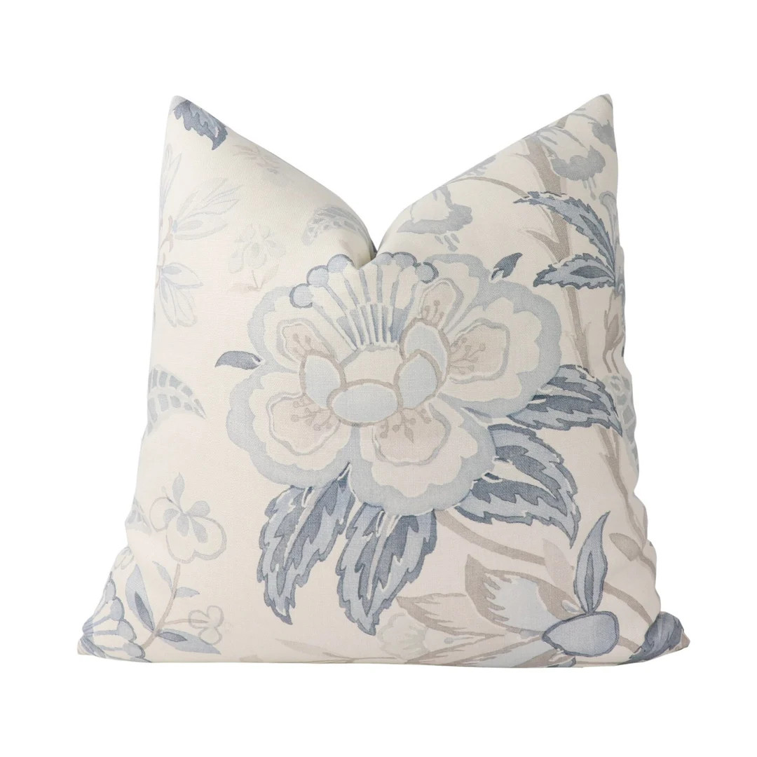 Lee Jofa Davenport Print pillow cover in Frost Blue 2017164.115.0 // Designer pillow // High end ... | Etsy (US)