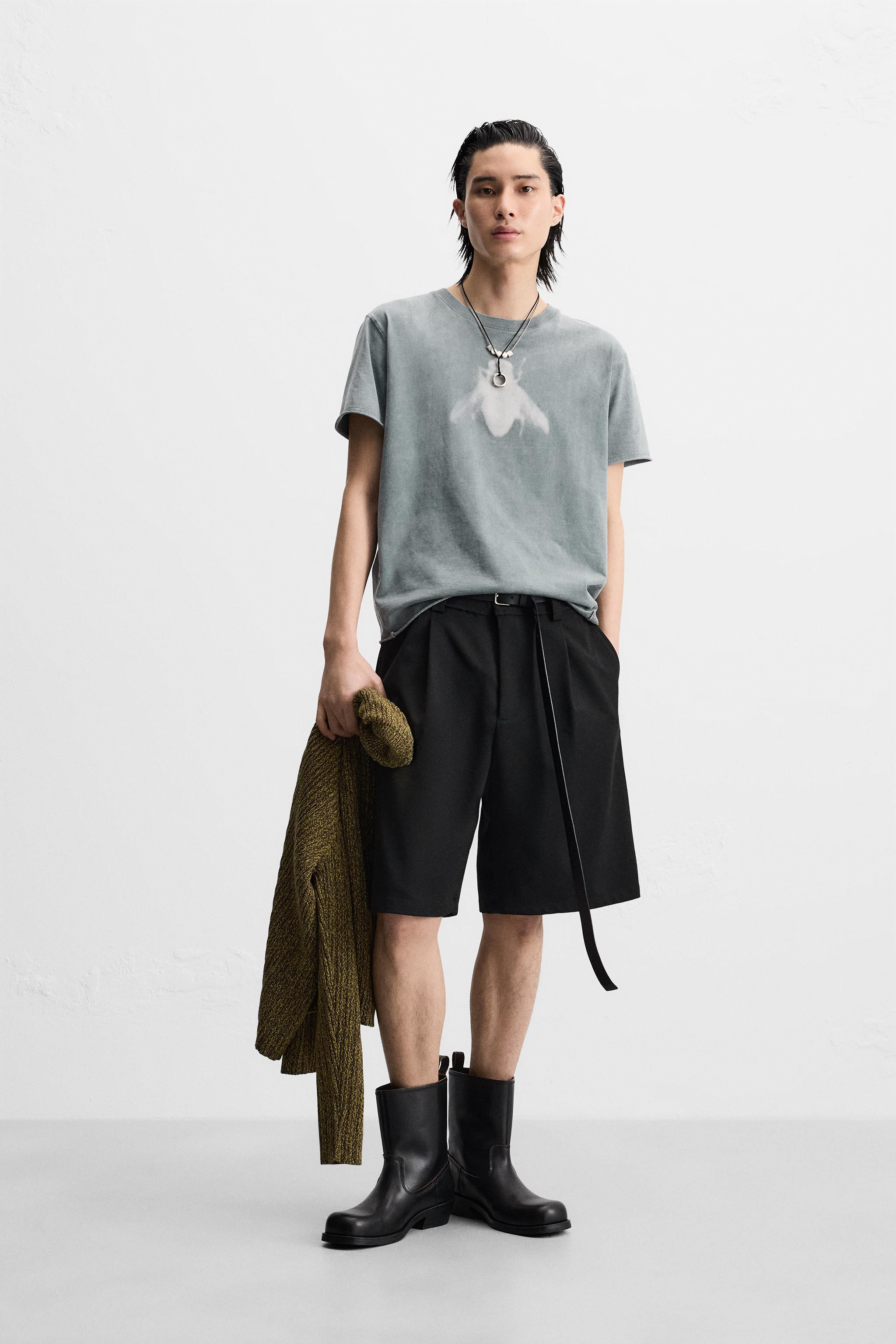 TEXTURED PLEATED SHORTS | Zara US