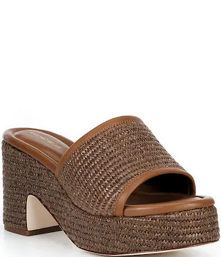 Ria Raffia Platform Slide Sandals | Dillard's