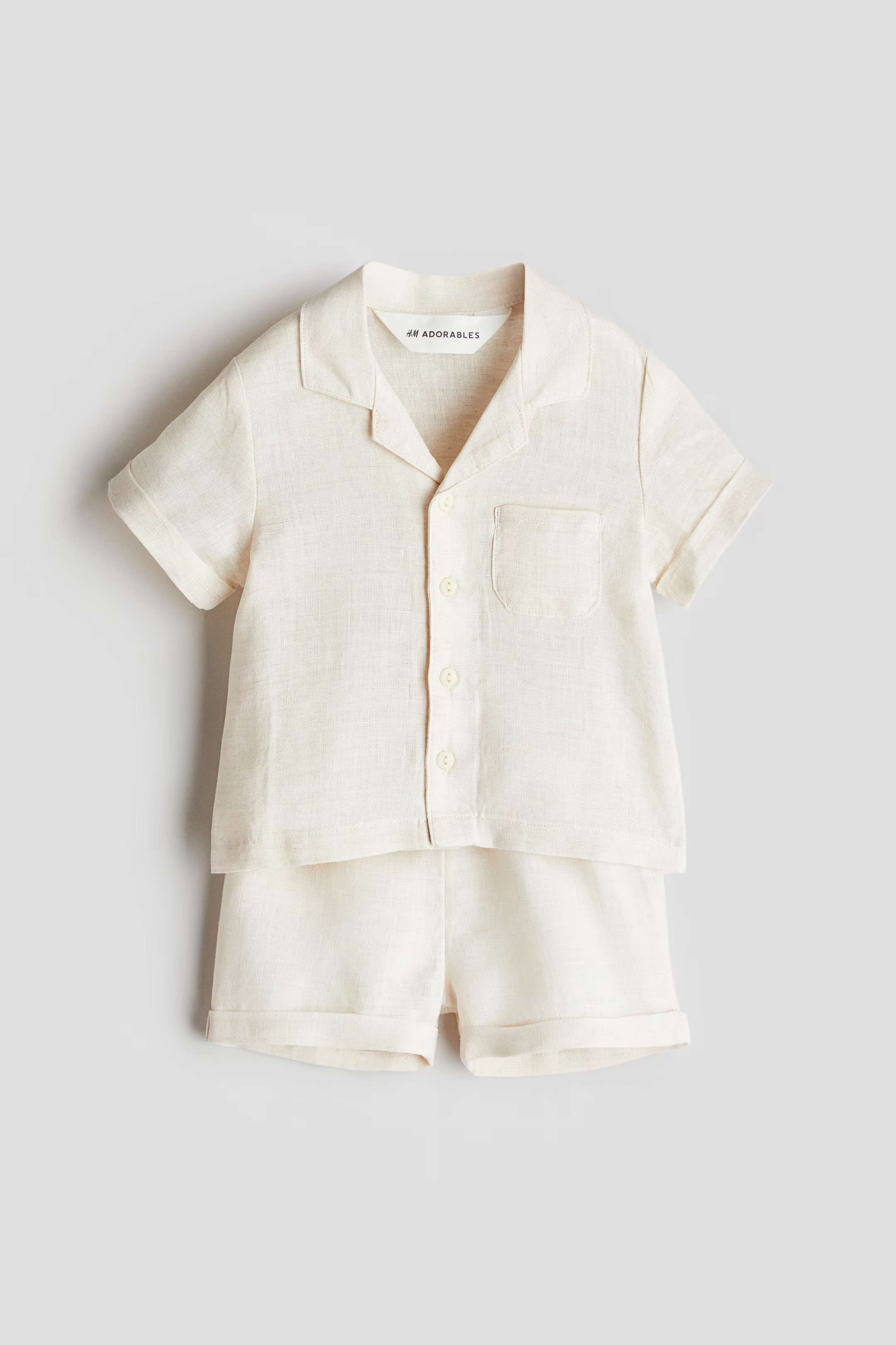 Ensemble 2 pièces en lin - Beige clair - ENFANT | H&M FR | H&M (FR, IT, ES, PT, BE)