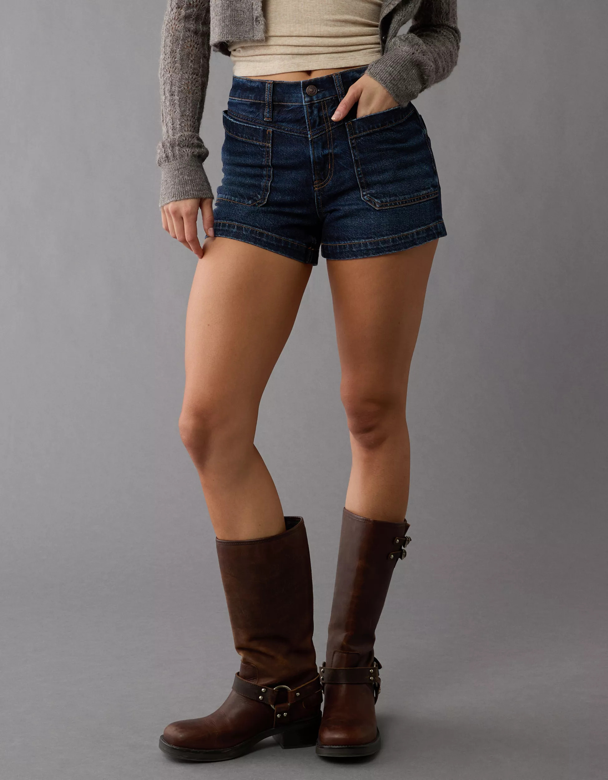 AE Strigid Super High-Waisted Relaxed Denim Short | American Eagle Outfitters (US & CA)