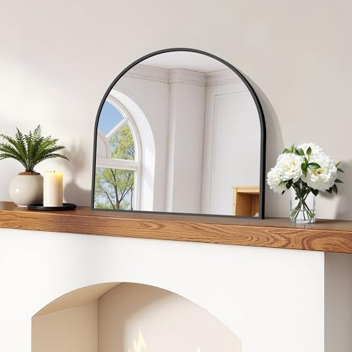 CIRCUMI Arched Wall Mirror, 20"x20" Black Arched Mirror with Tempered Glass, Metal Frame, Large Size for Entryway Table, Mantel,Living Room,Over Sink,Arch Mirror for Decor,Shatterproof&Crystal-Clear | Amazon (US)