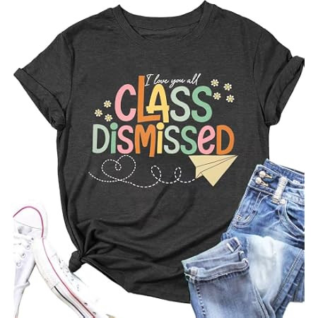 UNIQUEONE Last Day of School Teacher Shirt: Women I Love You All Class Dismissed Shirts School Graduation Tee | Amazon (US)