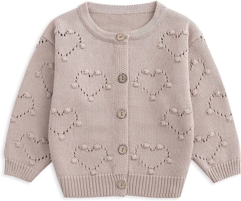 Curipeer Baby Girls Knitted Cardigan Pompoms Sweater Toddler Long Sleeve Jacket Outerwear 6M-4Y | Amazon (US)