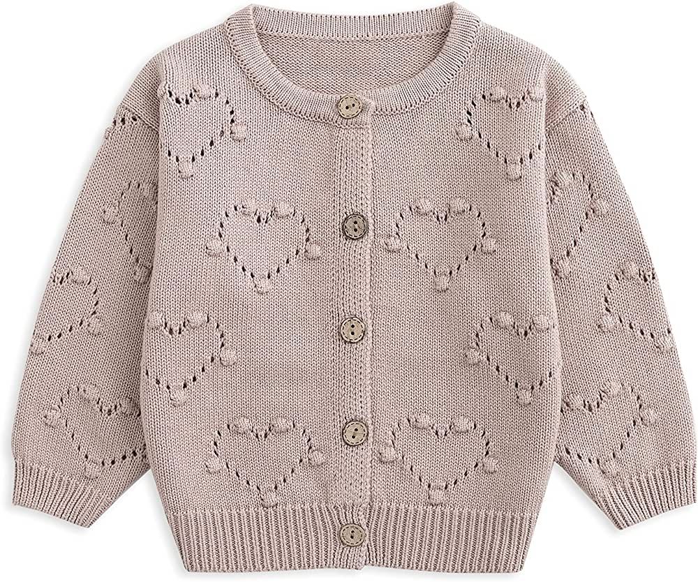 Curipeer Baby Girls Knitted Cardigan Pompoms Sweater Toddler Long Sleeve Jacket Outerwear 6M-4Y | Amazon (US)