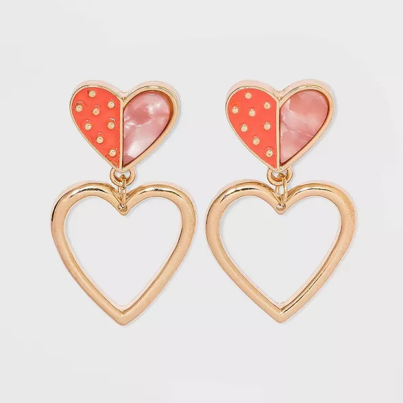 Girls' Heart Drop Earrings - art class™ Gold | Target