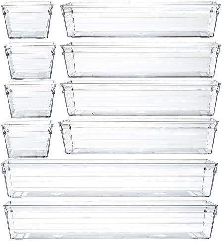 Clear Plastic Drawer Organizer Tray for Vanity Cabinet (Set of 10),Storage Tray for Makeup, Kitch... | Amazon (US)