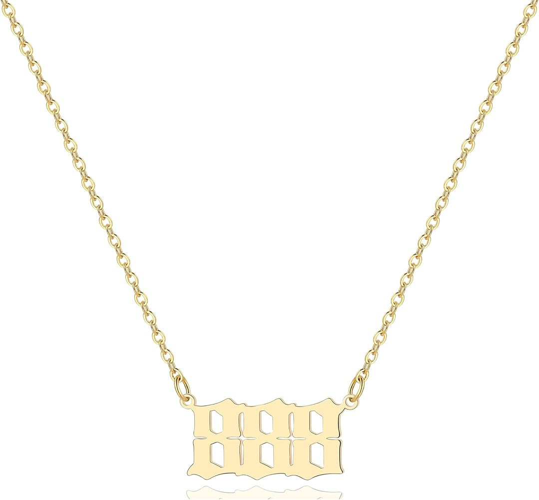 Tavuala Angel Number Necklace For Women, 18K Gold Plated 000 111 222 333 444 555 666 777 888 999 ... | Amazon (US)