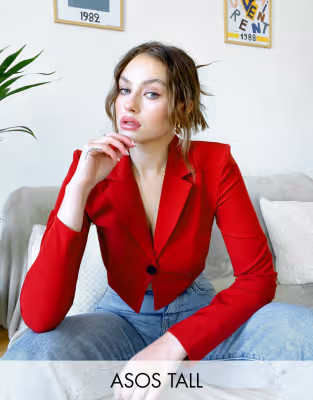 ASOS DESIGN Tall long sleeve cropped blazer top | ASOS (Global)