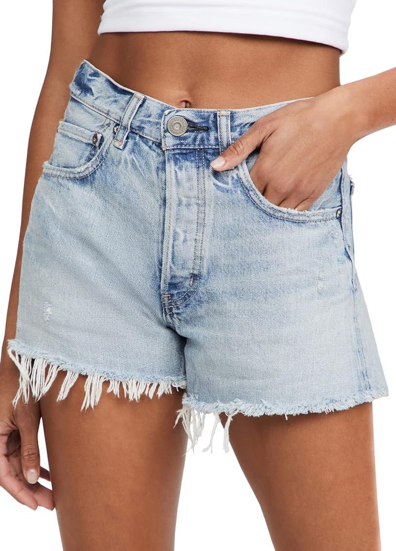 AUTOMET Womens Jean Shorts Summer Casual High Waisted Lounge Denim Shorts Stretch Raw Hem Jean Short | Amazon (US)