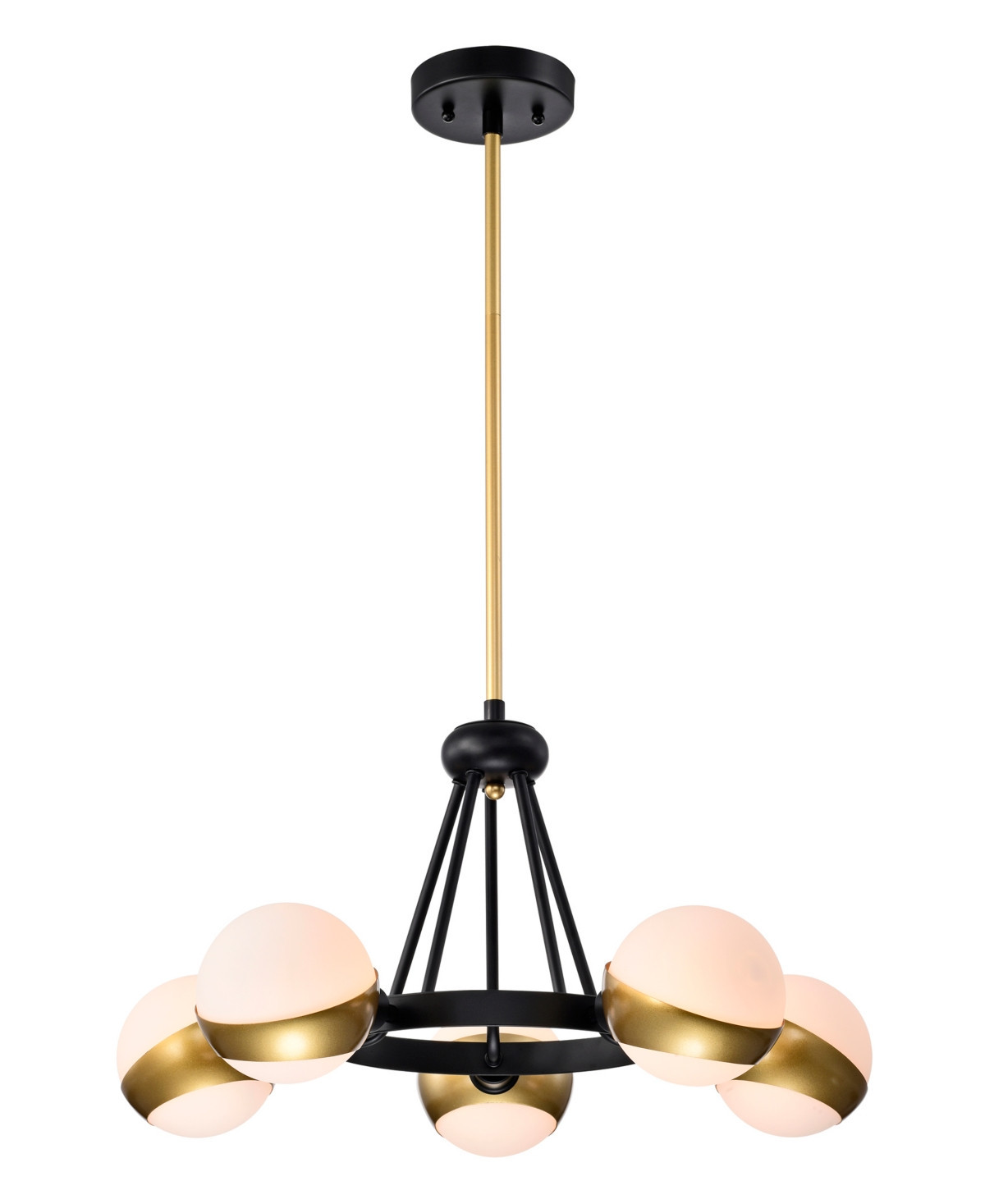 Home Accessories 23" Melite 5-Light Indoor Chandelier - Matte black, Satin gold | Macy's