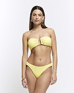 Yellow textured bikini bottoms | River Island (UK & IE)