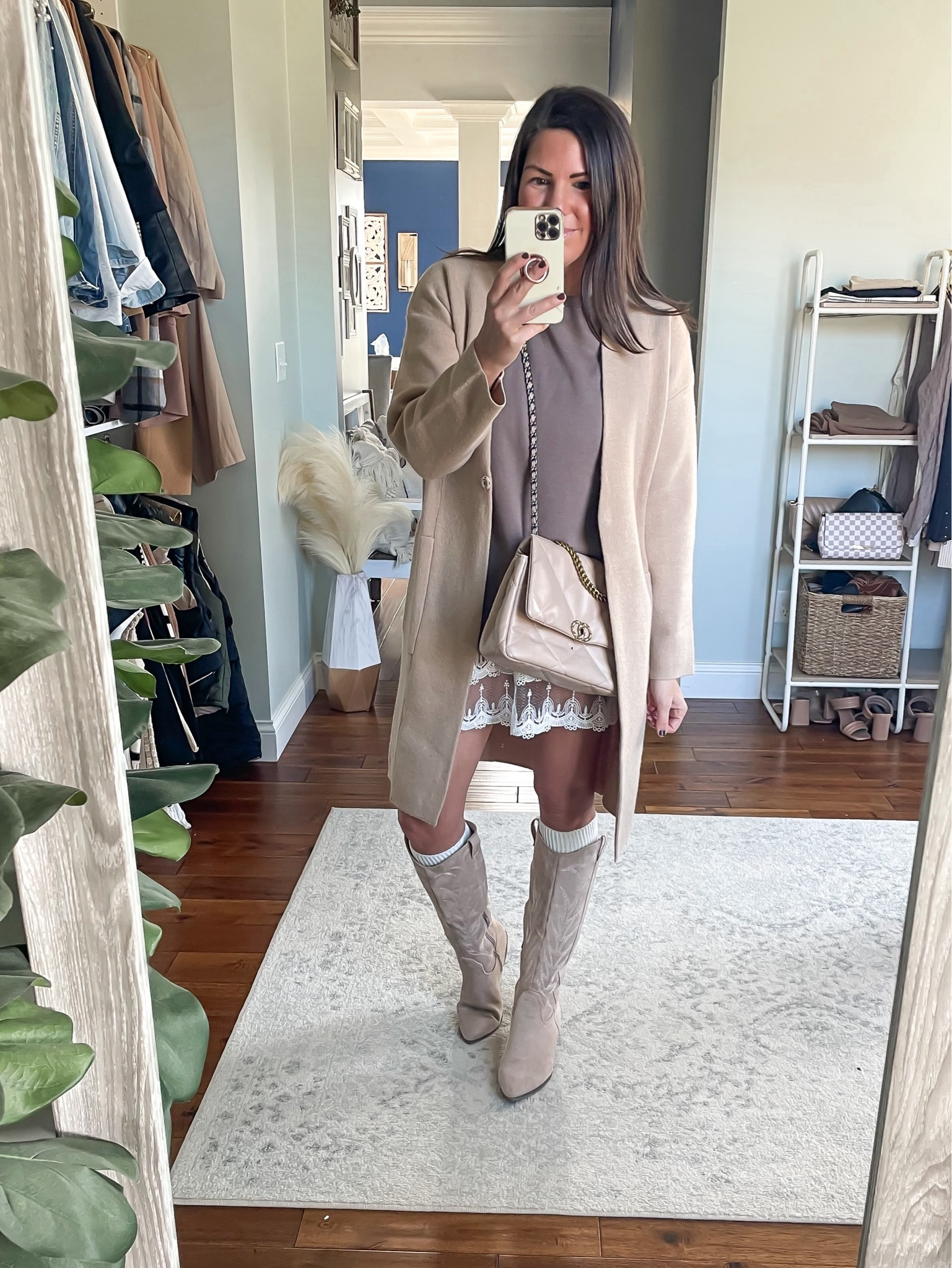 Lace skirt extender
Amazon oversized sweater
Coatigan 
Western boots
Boot socks 
Winter fashion 


#LTKSeasonal #LTKstyletip #LTKfindsunder50
