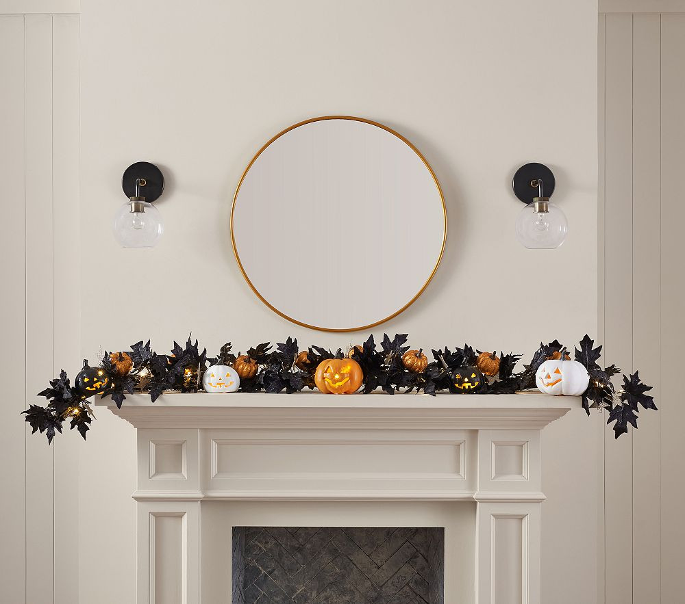 Indoor/Outdoor Halloween Pumpkin Lit Garland | Pottery Barn Kids