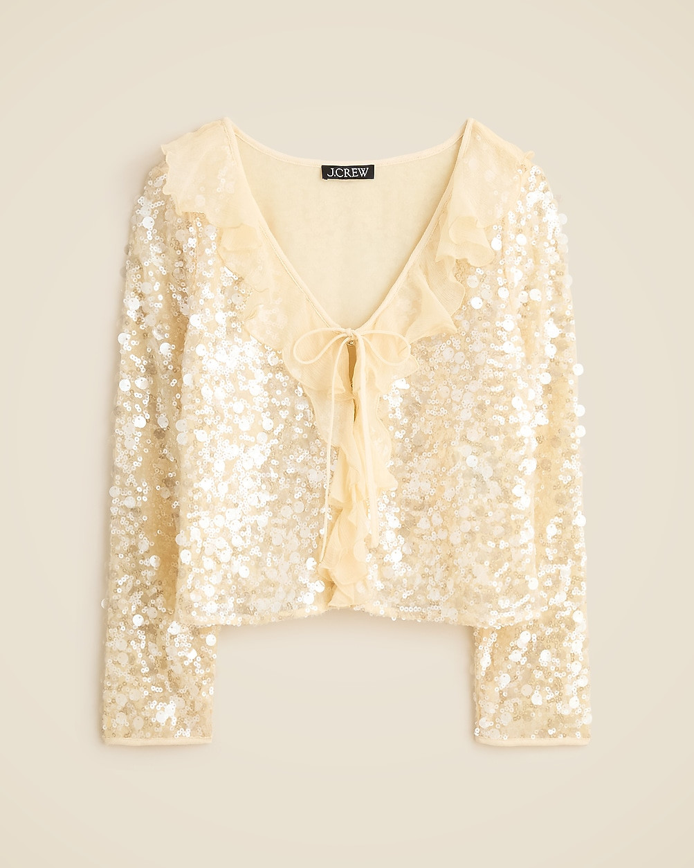 Sequin ruffle-trim shirt with ties | J. Crew US