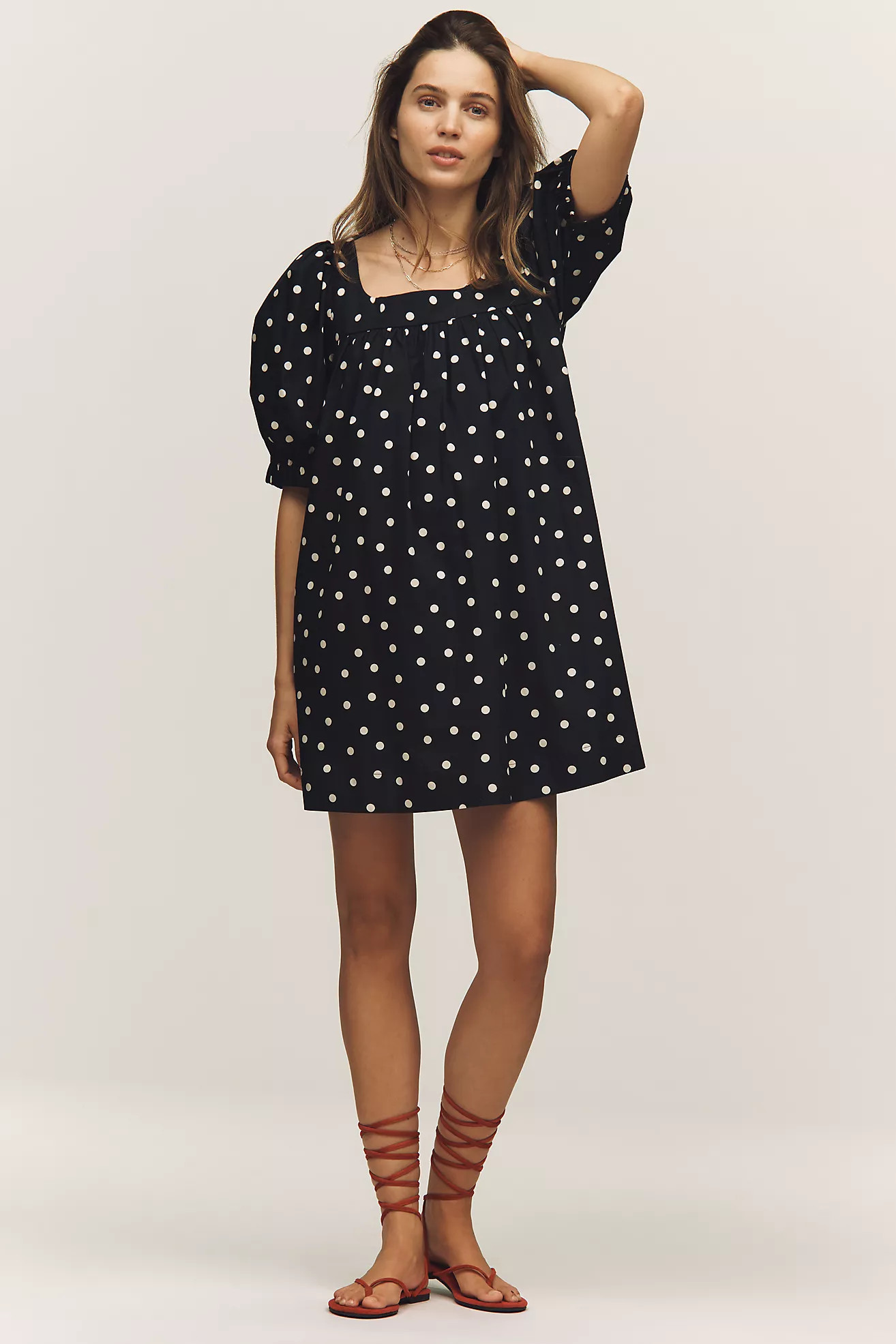 Maeve 100% Cotton Puff-Sleeve Mini Dress | Anthropologie (US)