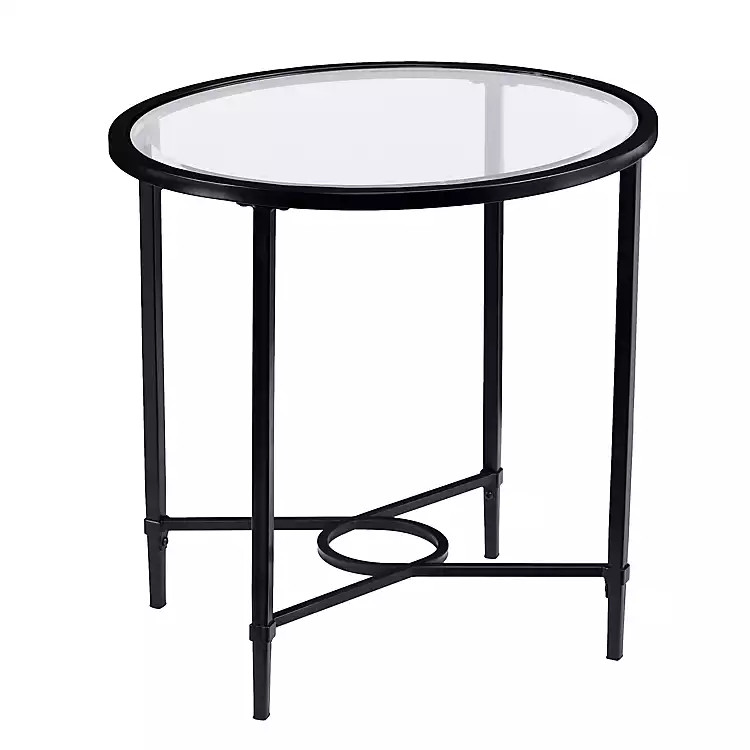 Lila Glass and Black Metal Oval Accent Table | Kirkland's Home