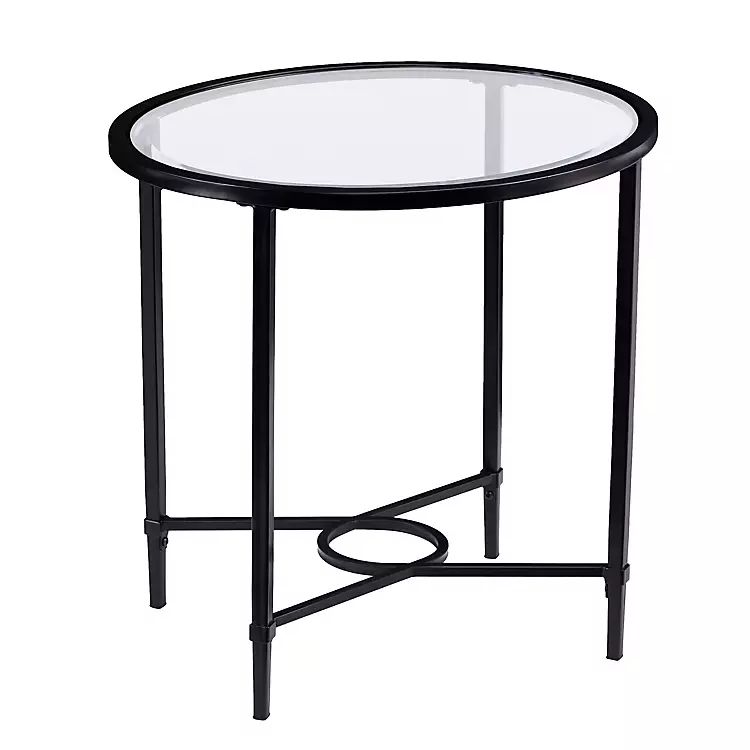 Lila Glass and Black Metal Oval Accent Table | Kirkland's Home