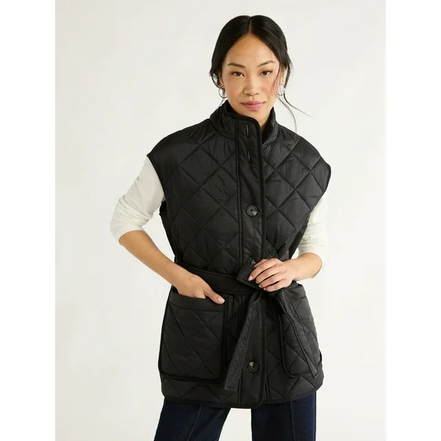 Free Assembly Women's Quilted Vest with Belt, Sizes XS-XXL | Walmart (US)