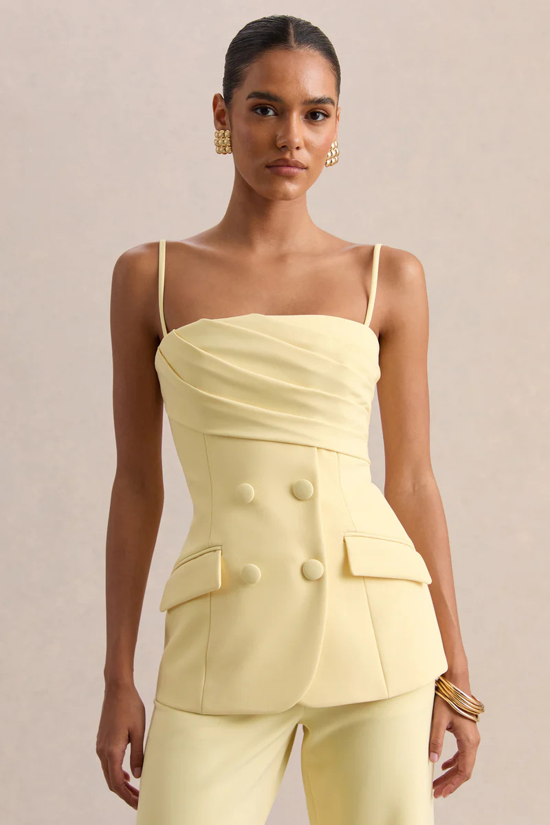 Lunivra | Lemon Square-Neck Tailored Top | Club L London