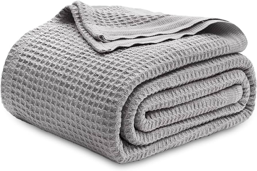 Bedsure 100% Cotton Blankets Queen Size for Bed - 405GSM Waffle Weave Blankets for Summer, Cozy a... | Amazon (US)