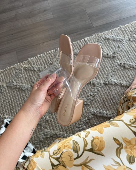 Love these clear heels! Super comfy and nice heel without being so tall. Great for maxi dresses, outfits, skirts, etc - dress up or make it casual 

#LTKShoeCrush #LTKFindsUnder50 #LTKFindsUnder100