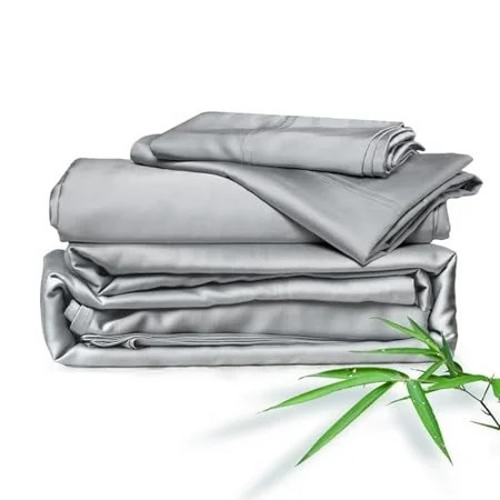 ClevaHome 4-Piece King Bamboo Bed Sheet Set, 100% Organic Cooling Fabric, 25" Deep Pocket, Silver | Walmart (US)