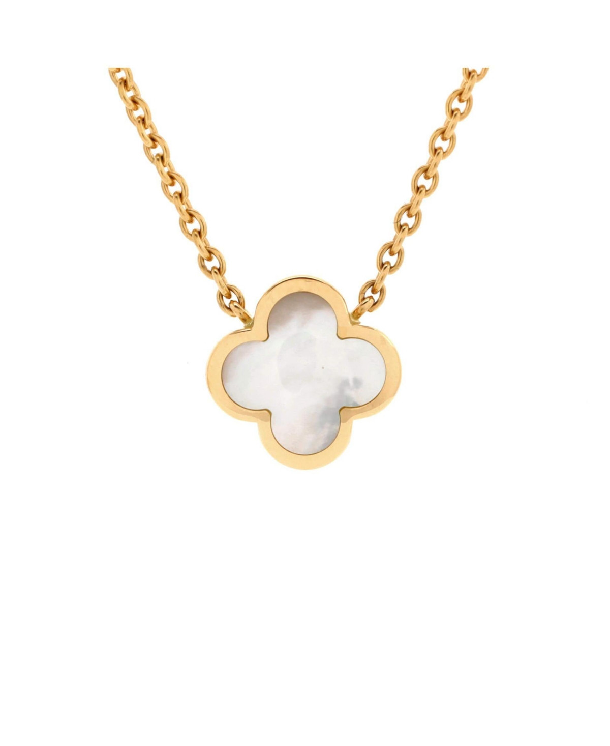 Pre-Owned Van Cleef & Arpels 11mm Pure Alhambra Pendant Necklace 18K Gold and Mother of Pearl - 18k gold | Macy's