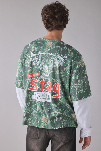 Stag Beer Camo Double Layer Tee | Urban Outfitters (US and RoW)