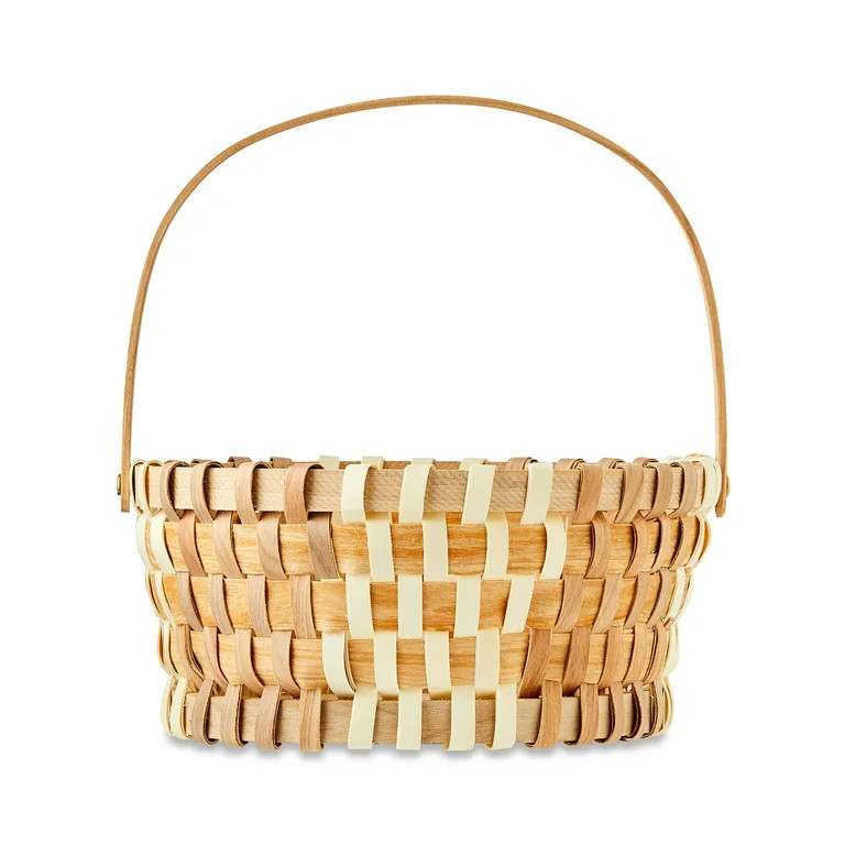 Easter Round Natural Brown Woodchip Basket, 10 in x 12 in, by Way To Celebrate | Walmart (US)