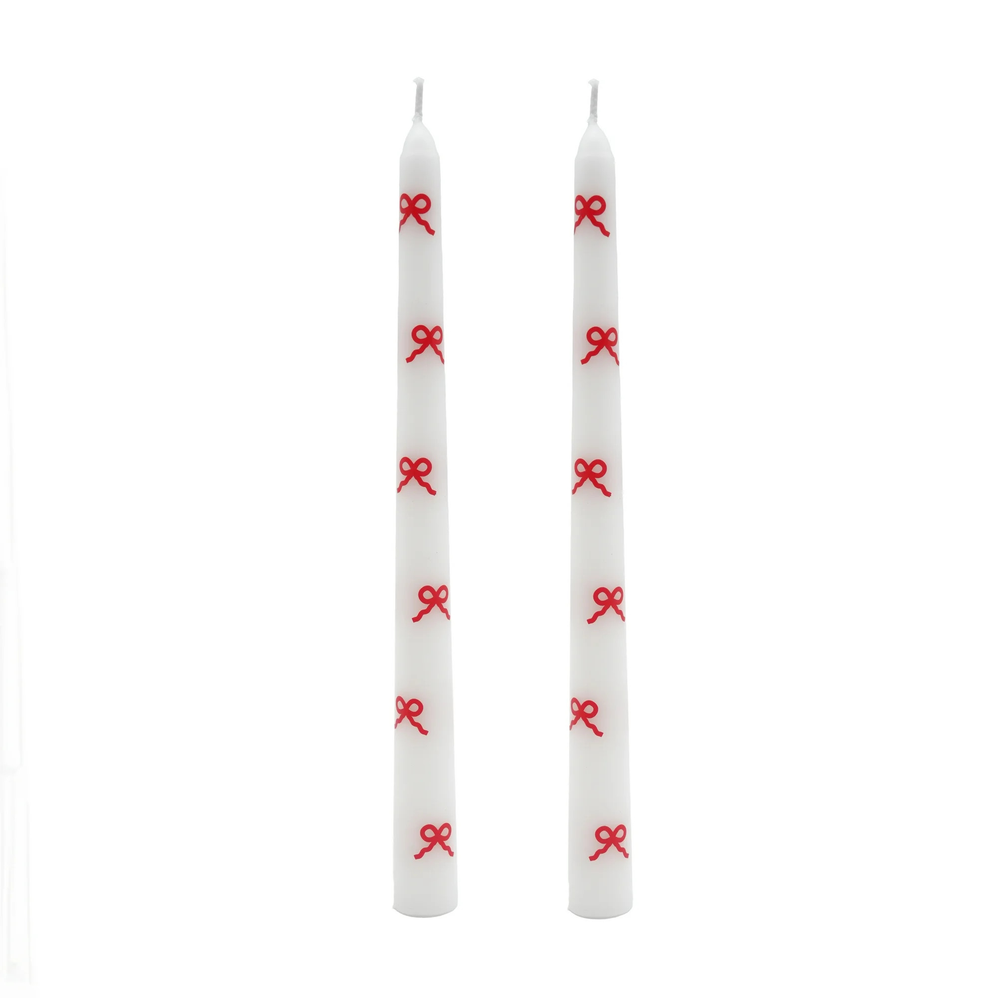 My Texas House Valentine 10" Red Bow & White Taper Candles, Unscented, 2 Count | Walmart (US)
